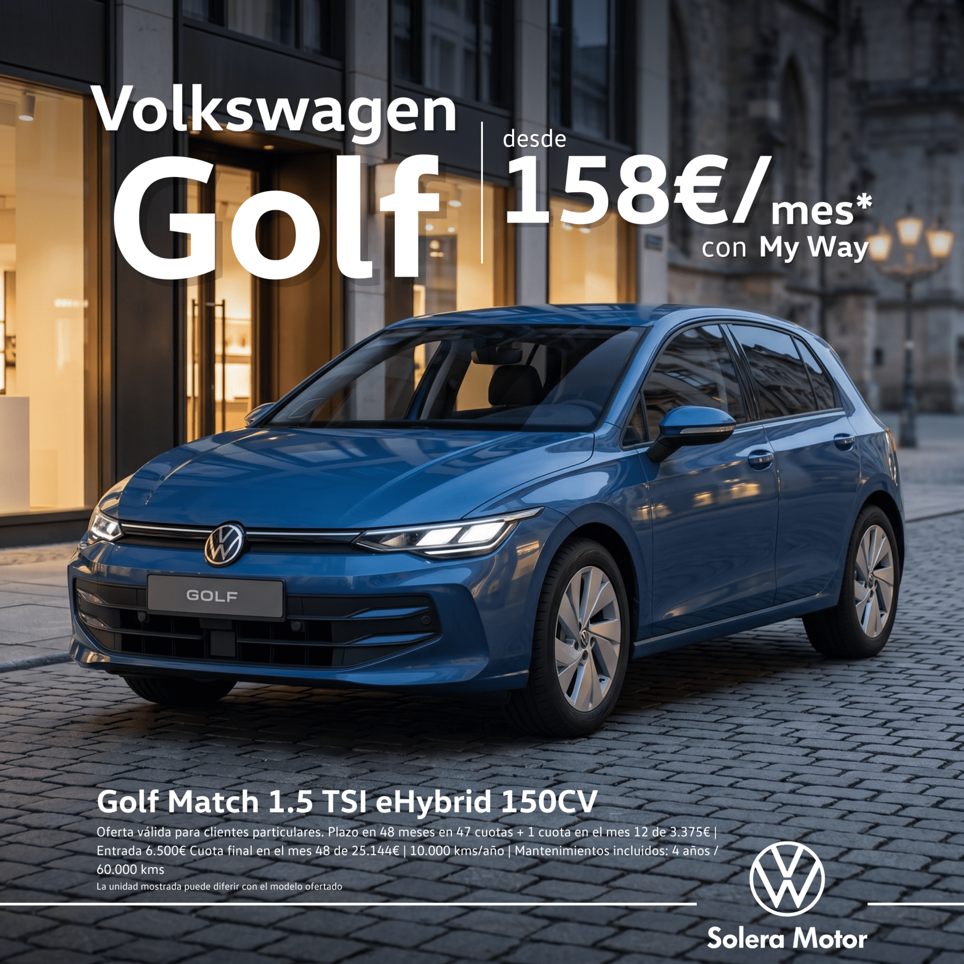 ¡Ahora Volkswagen Golf eHybrid por 158€/mes con My Way!